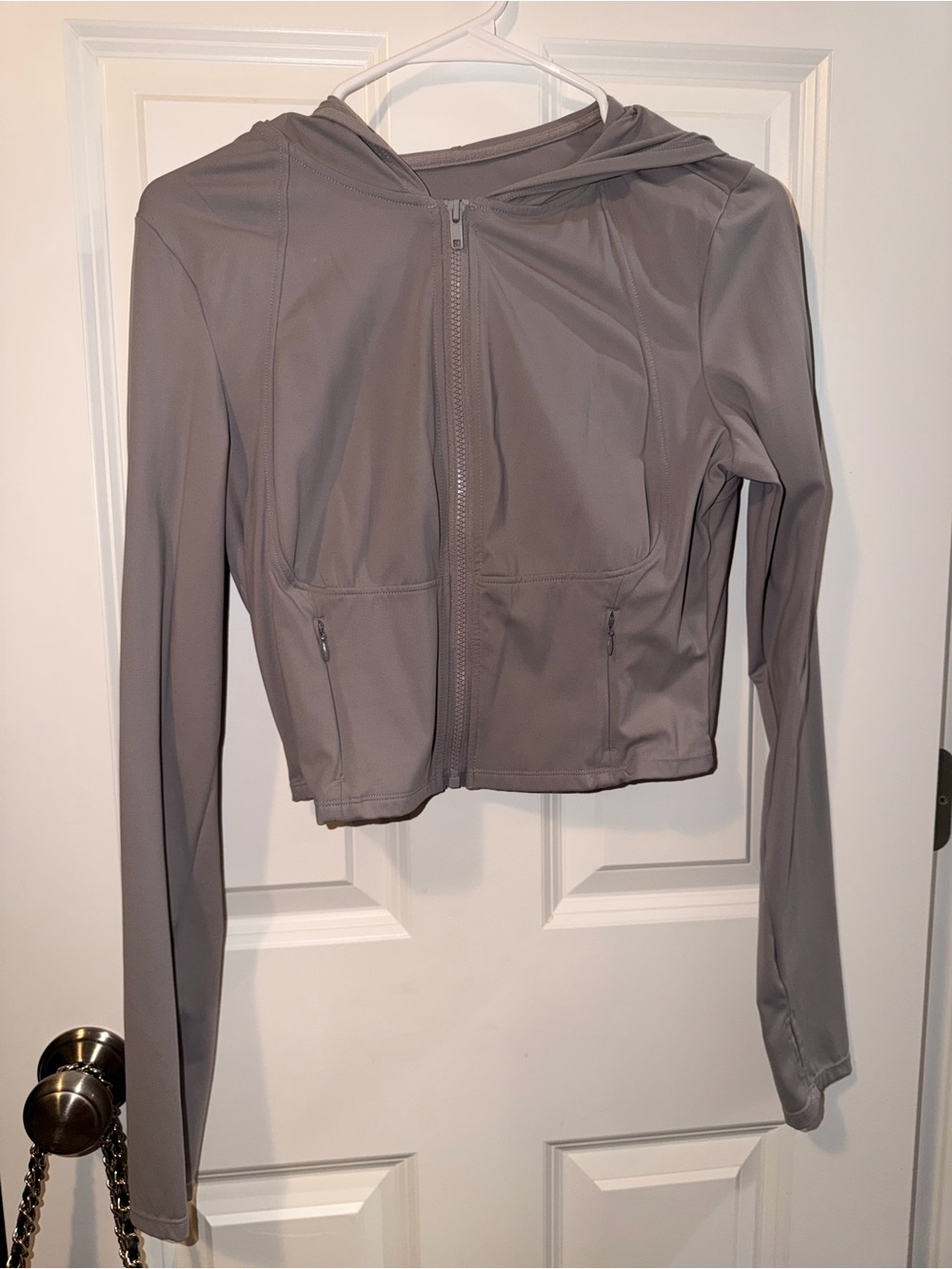 Halara Light Gray Cropped Hooded Women’s Zip Jacket